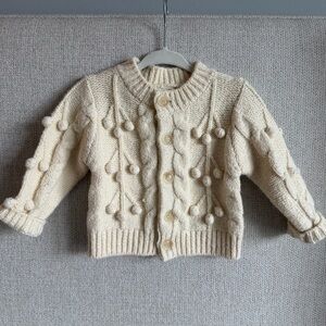 Rylee + Cru Cream Knit Pom-Pom Cardigan NWOT